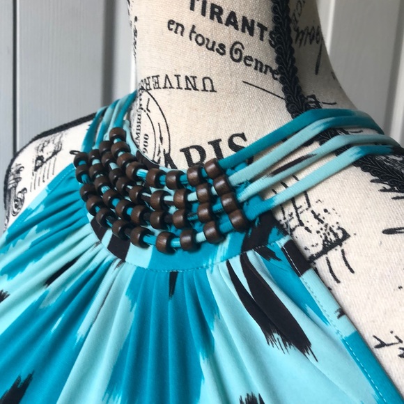 ⭐️Michael Kors blue/brown ikat printed top - Picture 4 of 12